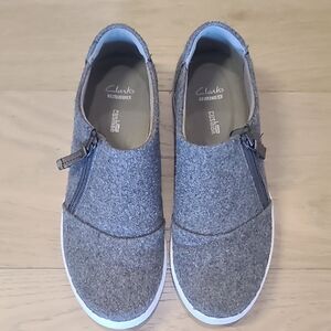 Clarks Gray Wool Slip-On Loafers